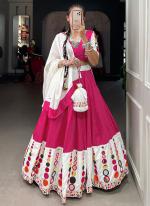 Pure Cotton Pink Navratri Wear Mirror Work Readymade Ready To Wear Lehenga Choli